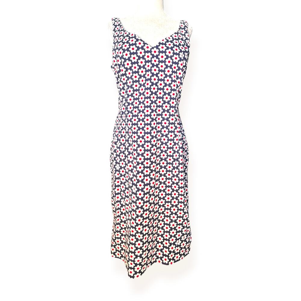 Love Moschino Daisy Print Sheath‎ Dress Navy White Red Floral 8 Mod Retro Y2K